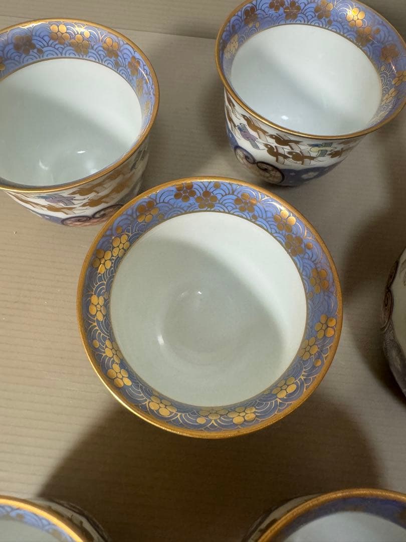 2170 其泉　賞美堂　金彩千鳥祥瑞　茶器セット　急須1客　湯呑5客