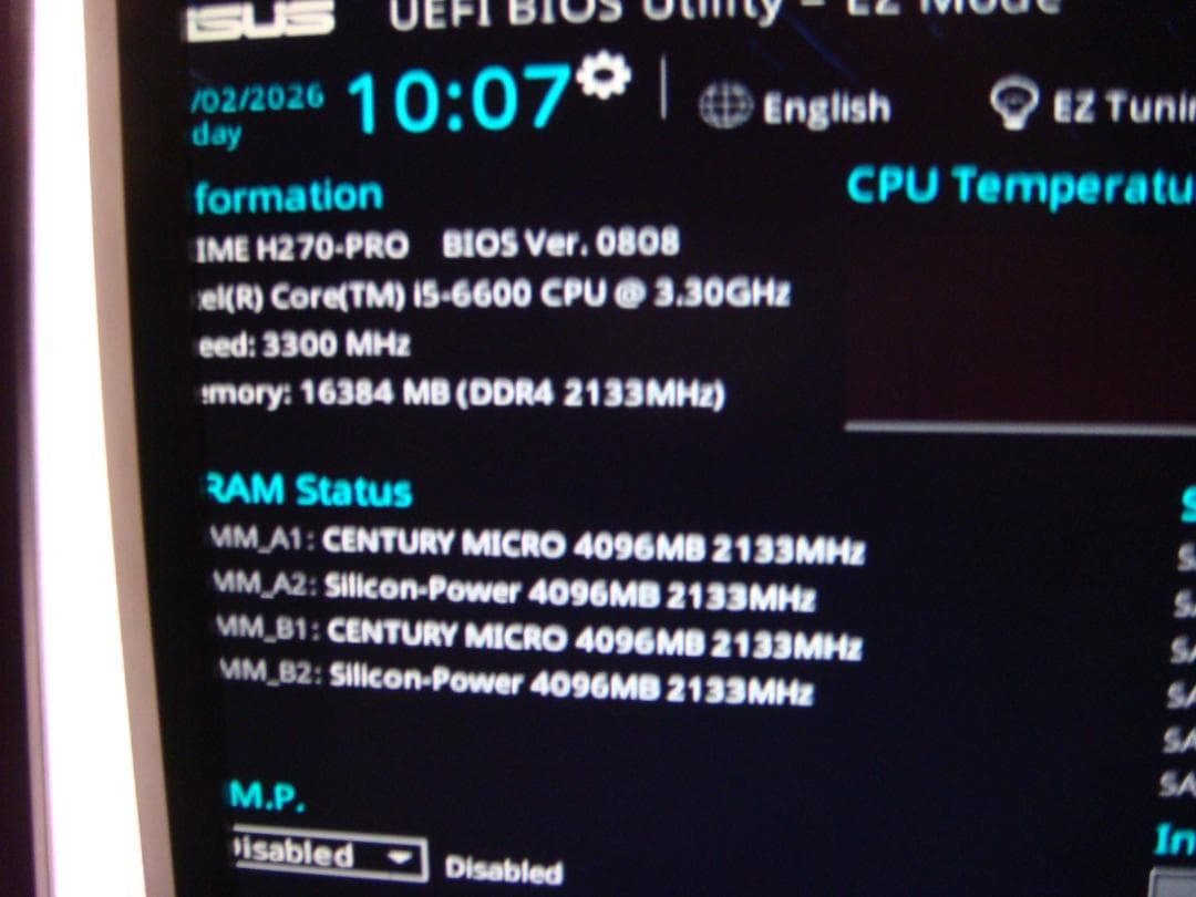 CPU i5 6600 LGA1151 ASUS PRIME H270-PRO 16G