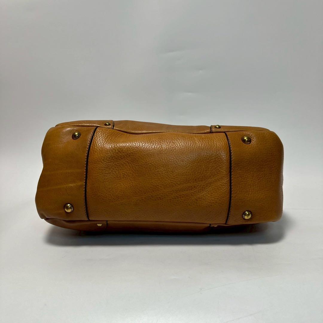 u85【美品】プラダ　ロゴ金具　レザー　クロシェット　ハンドバッグ　トート.