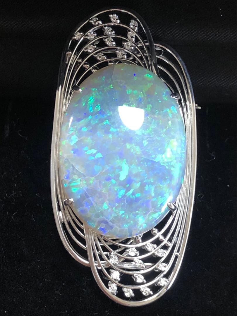 pt900超大オパール帯留ブローチ