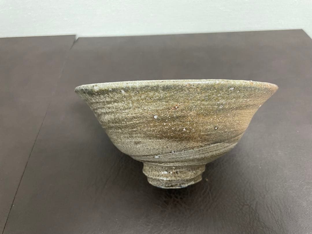 安食ひろ　塩釉刷毛目盌　共箱　栞　茶碗　茶道具