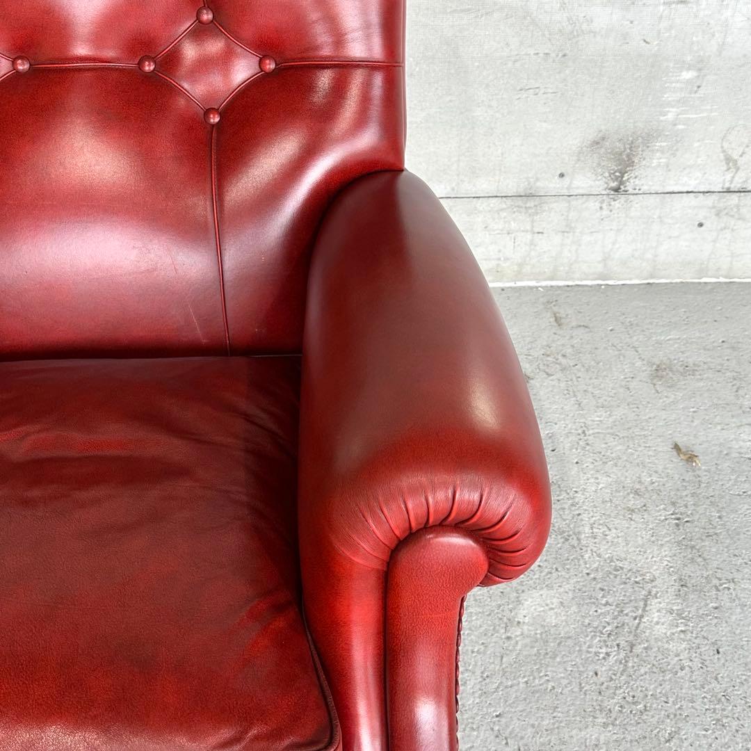 ★チェスターフィールド★総本革 ソファ 1P 英国アンティーク調 クラブチェア