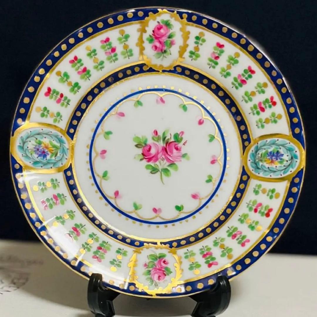 ドレスデン  カールティーメ　薔薇　コバルト　窓絵　コレクション　レア　④