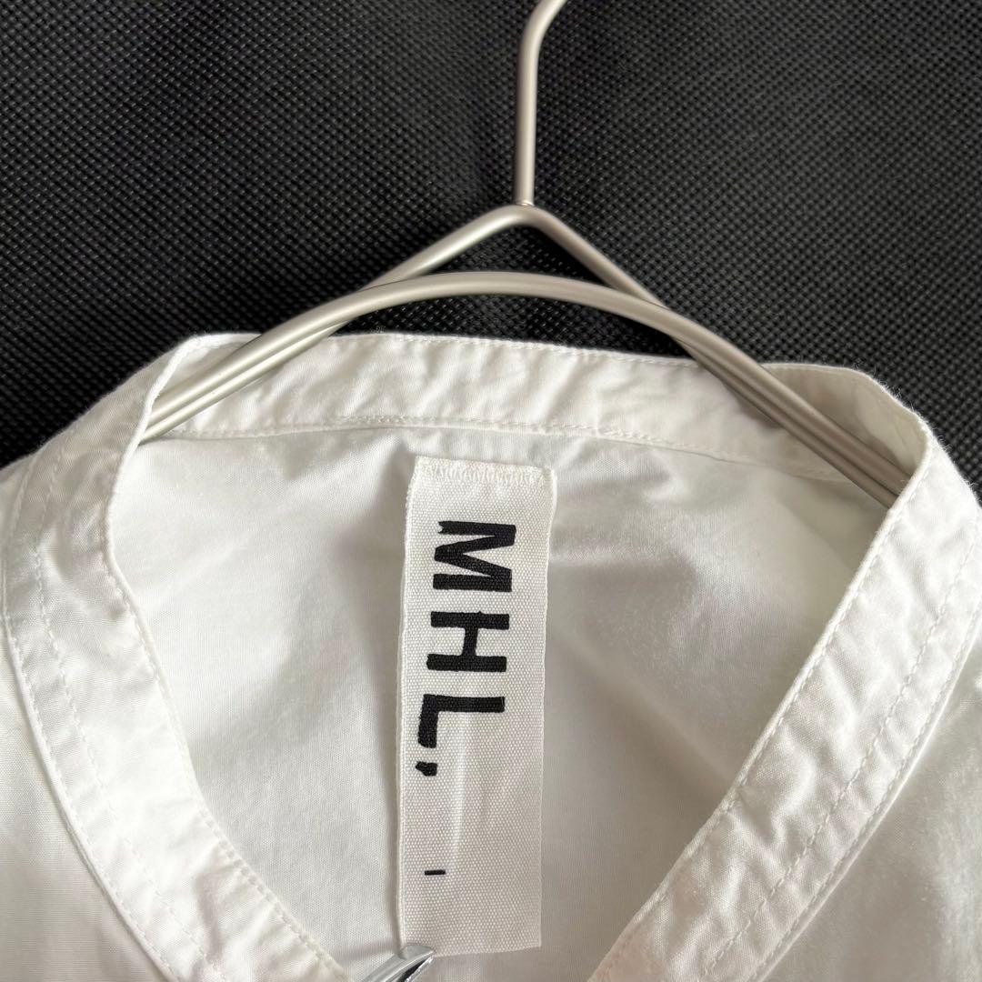 美品✨MHL. コットン バンドカラー シャツ ブラウス オフホワイト Ⅰ