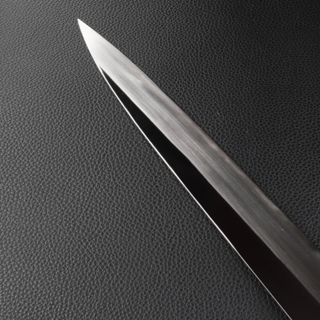 11111フグ引 柳刃包丁 尺寸 鏡面仕上げ 刃は究極の切れ味 黒檀黒水牛八角柄