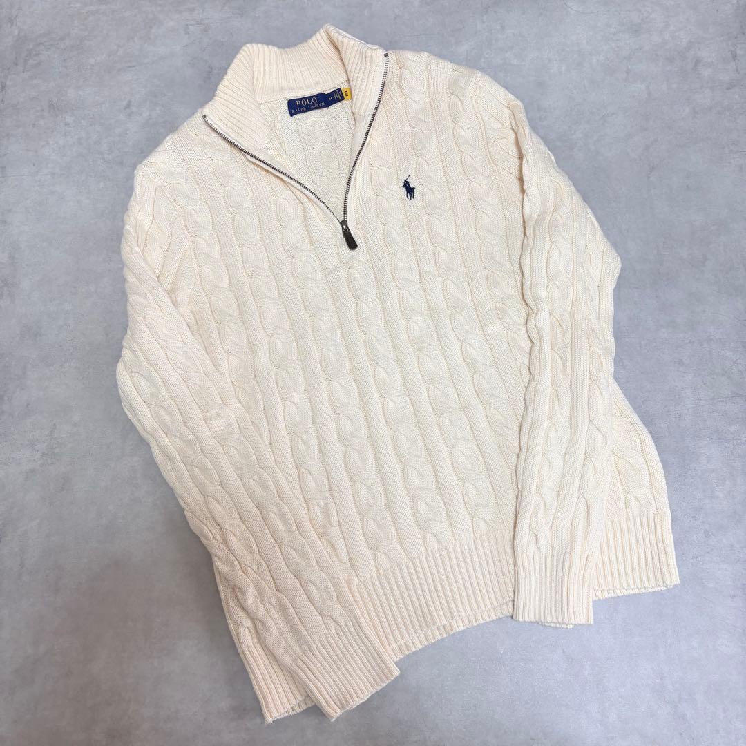 POLO RALPH LAUREN ハーフジップ ケーブルニット コットン M