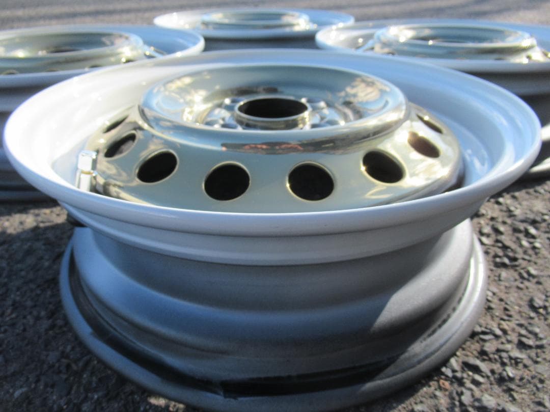 ほんざん☆オーダー塗装　金メッキXホワイトリム　スバル純正　14インチ☆