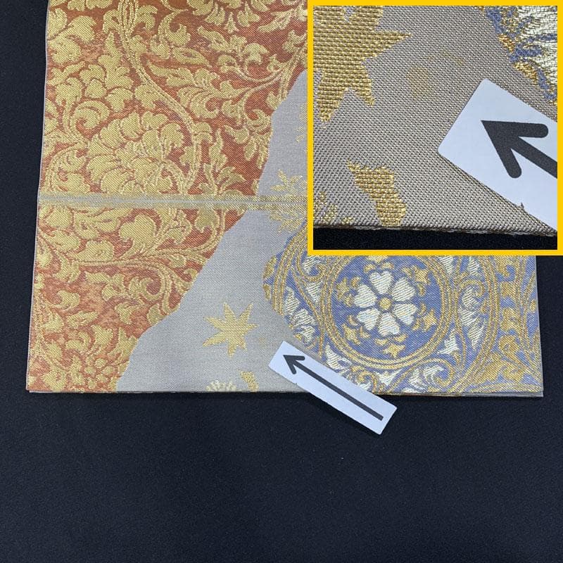 512my3◆老舗 川島織物謹製 フォーマル袋帯 花唐草 荒波 桜楓文◆美品