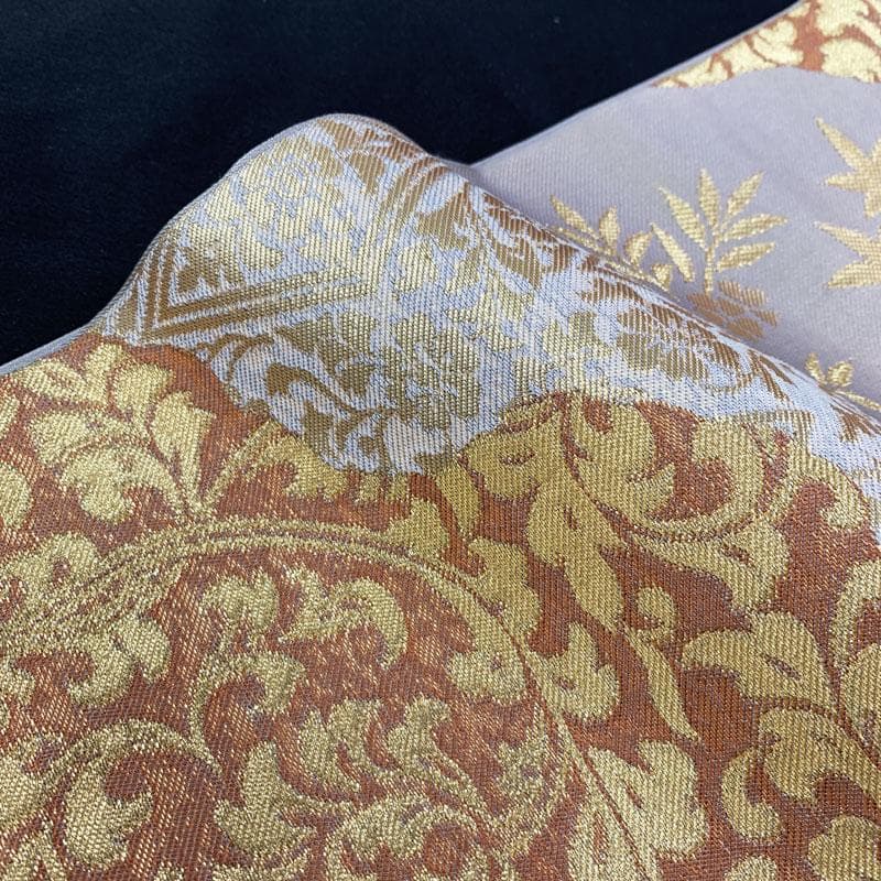 512my3◆老舗 川島織物謹製 フォーマル袋帯 花唐草 荒波 桜楓文◆美品