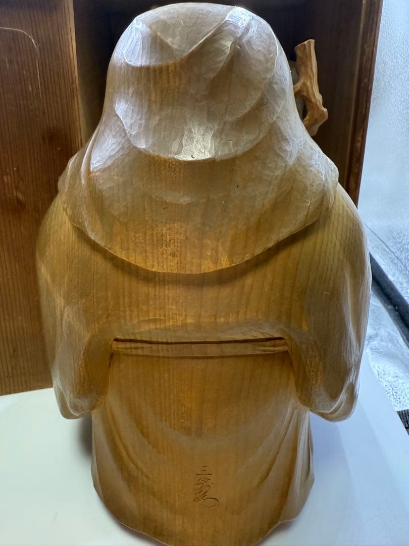 寿老人 木製像 木箱付き