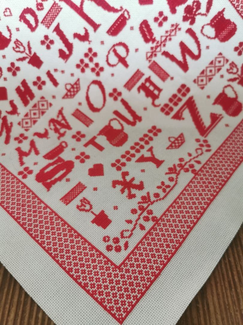 アンティークフランス マルチ文字体 カップポット植木鉢 ✜枠 赤糸刺繍サンプラー