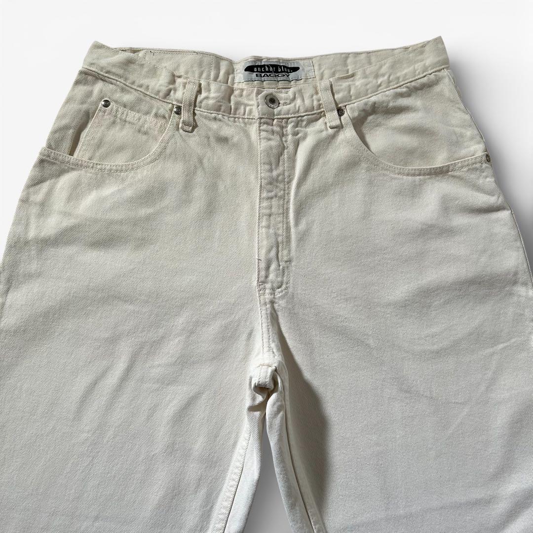 激レア 90s Anchor Blue バギーパンツ デニム W36 極太 白