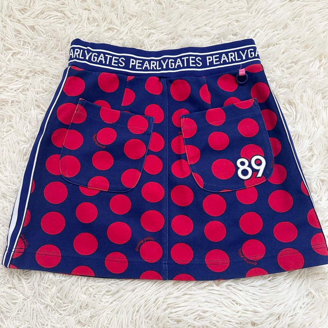 【2点セット】パーリーゲイツ ニット スカート セットアップ ドット柄 S~M