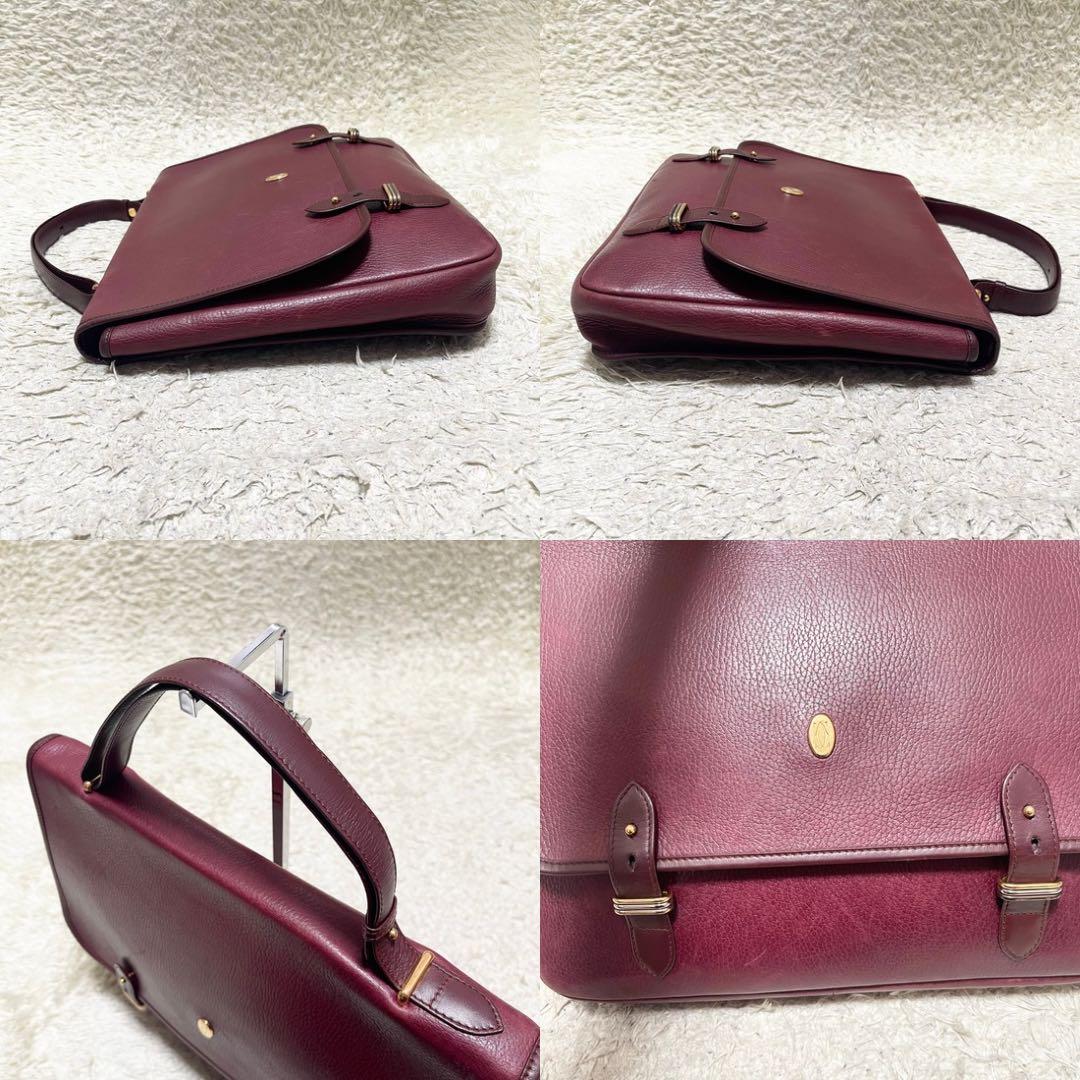 【A4可】カルティエ　ビジネスバッグ　フラップ　ボルドー　ゴールド金具