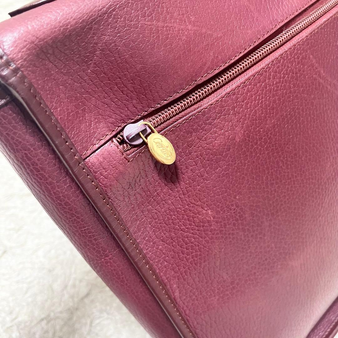 【A4可】カルティエ　ビジネスバッグ　フラップ　ボルドー　ゴールド金具