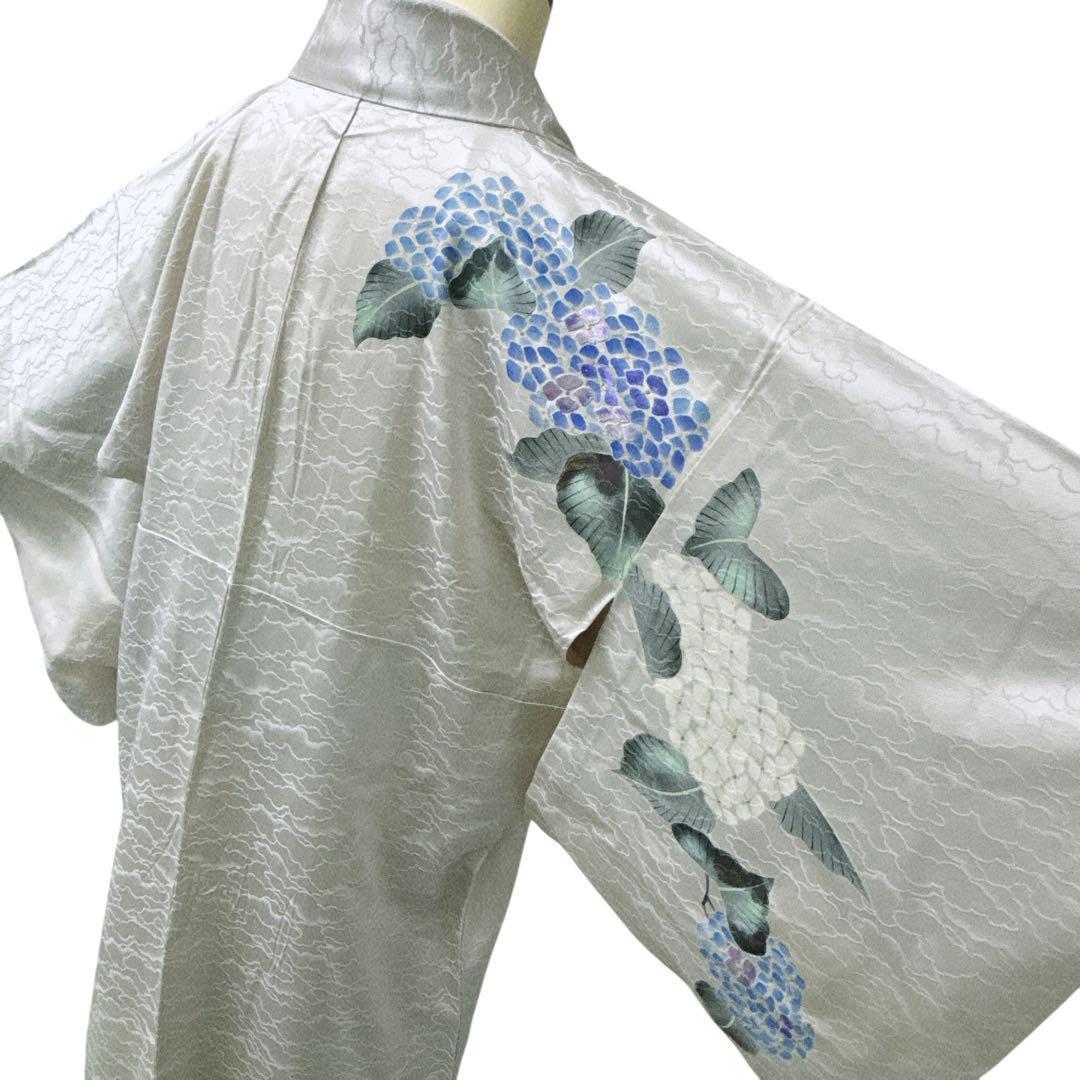 A66愛華 着物 刺繍　訪問着　単衣　おじさい模様　美品　正絹