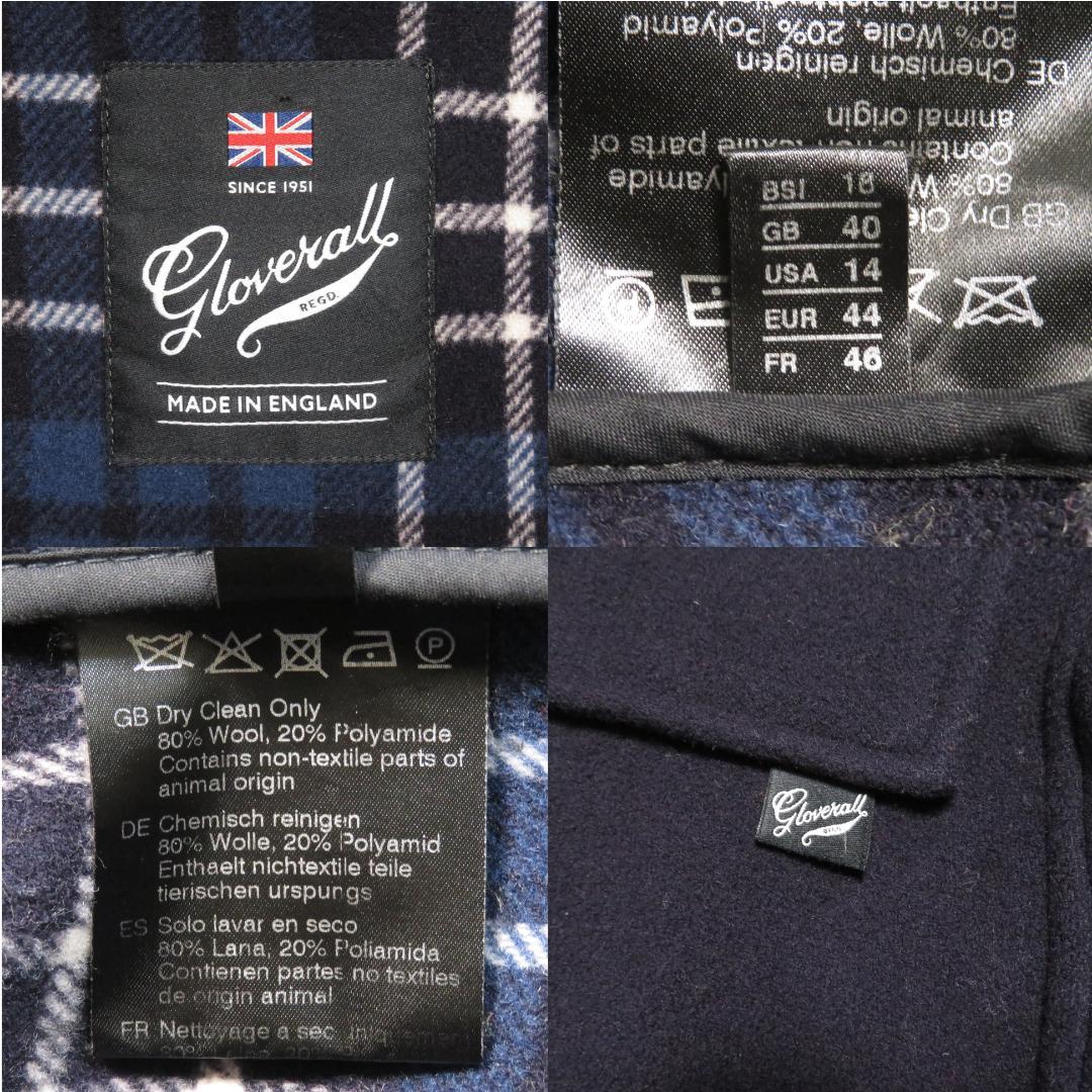 グローバーオール 英国製 ダッフルコート 濃紺 EUR44 ロング丈 ネイビー