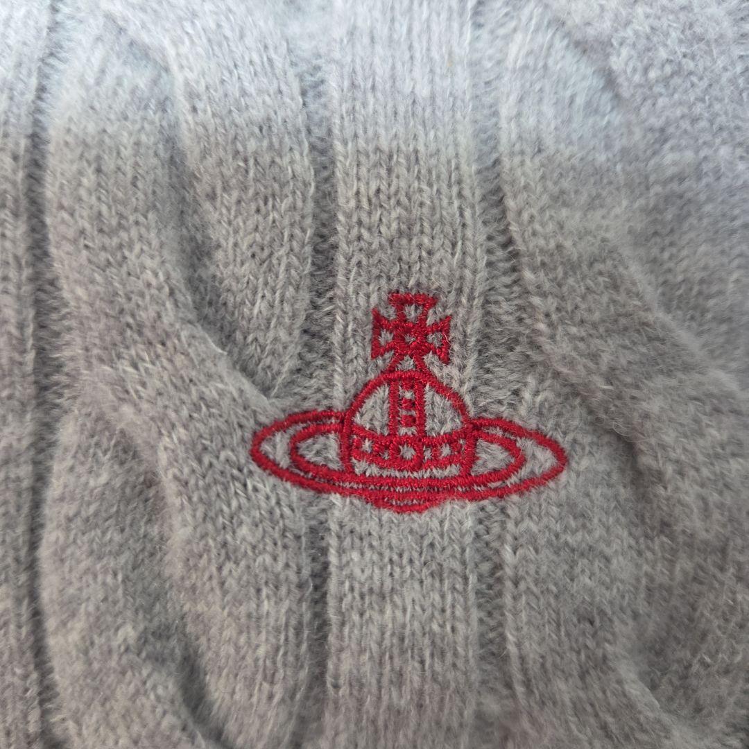 グレー ケーブル編み ニットカーディガン