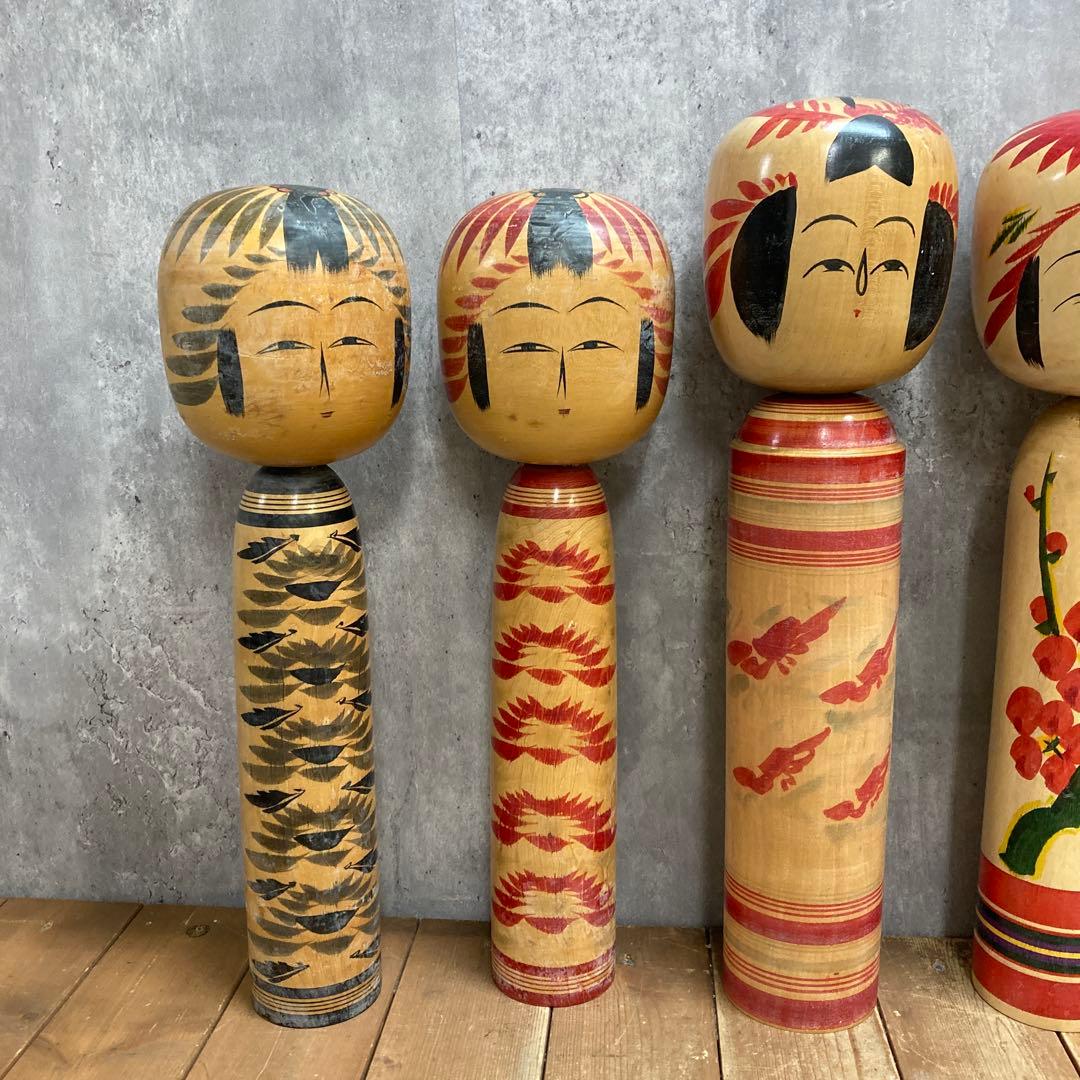 D-3 【希少】伝統こけし 6点セット まとめ売り（鳴子系・記念文字入り含む）