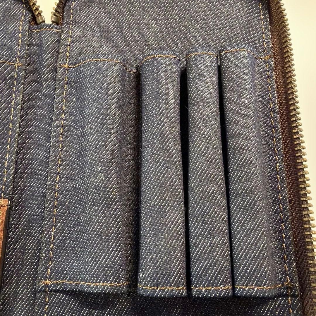 【13:00迄に購入で当日発送】Luddite レザー×デニムペンケース