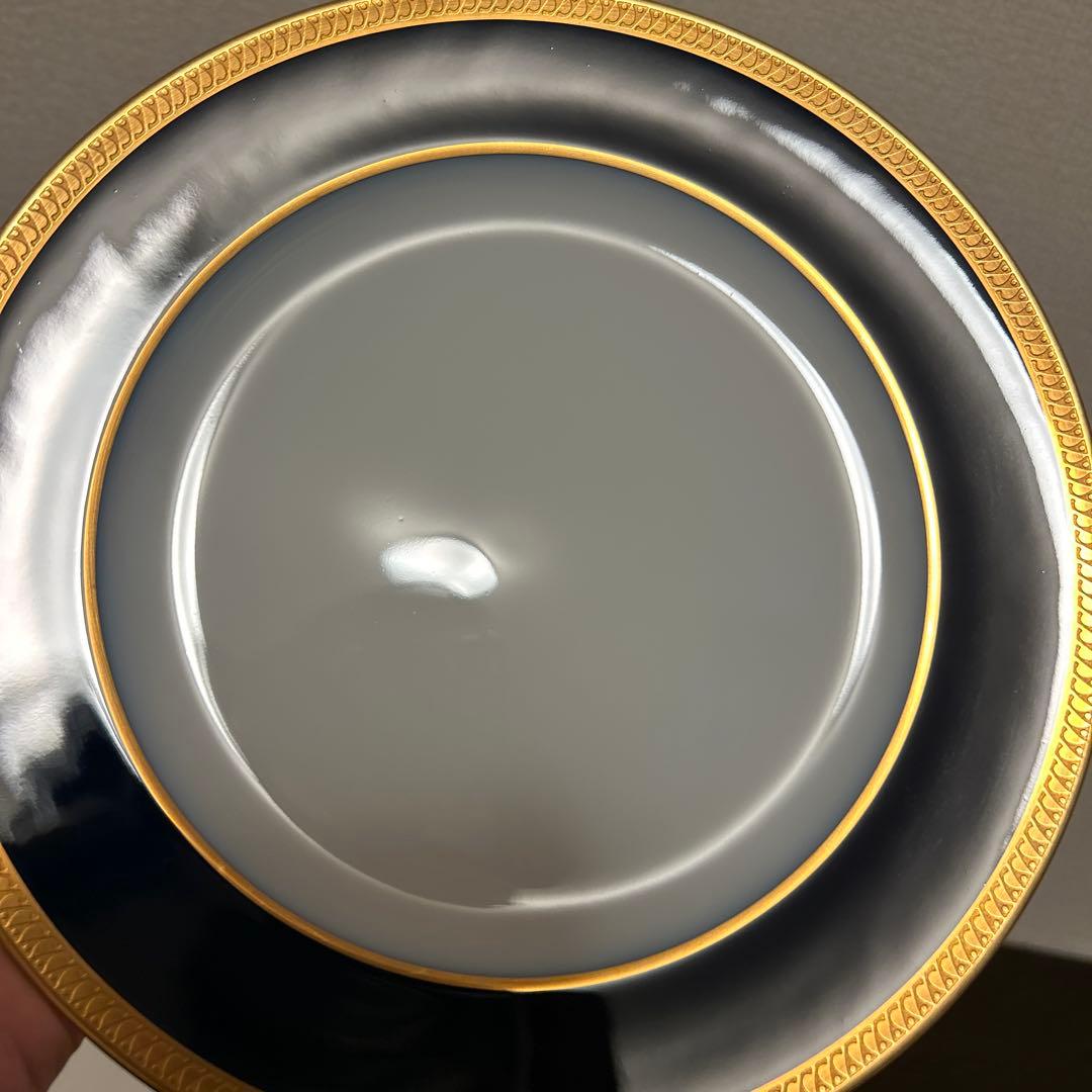 大倉陶園　瑠璃片葉金蝕　デザートプレート　20.5cm 未使用