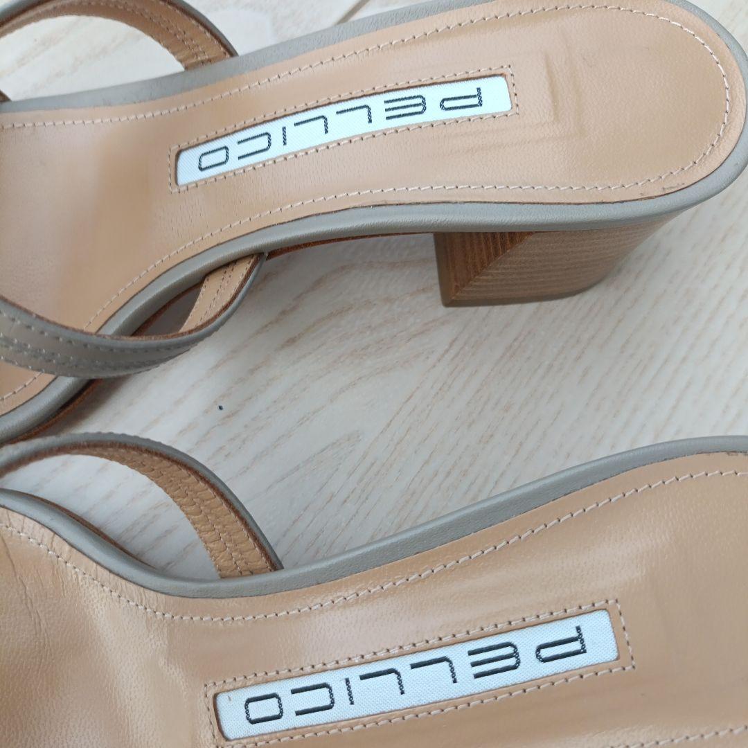 PELLICO グレー ストラップオープントゥミュール