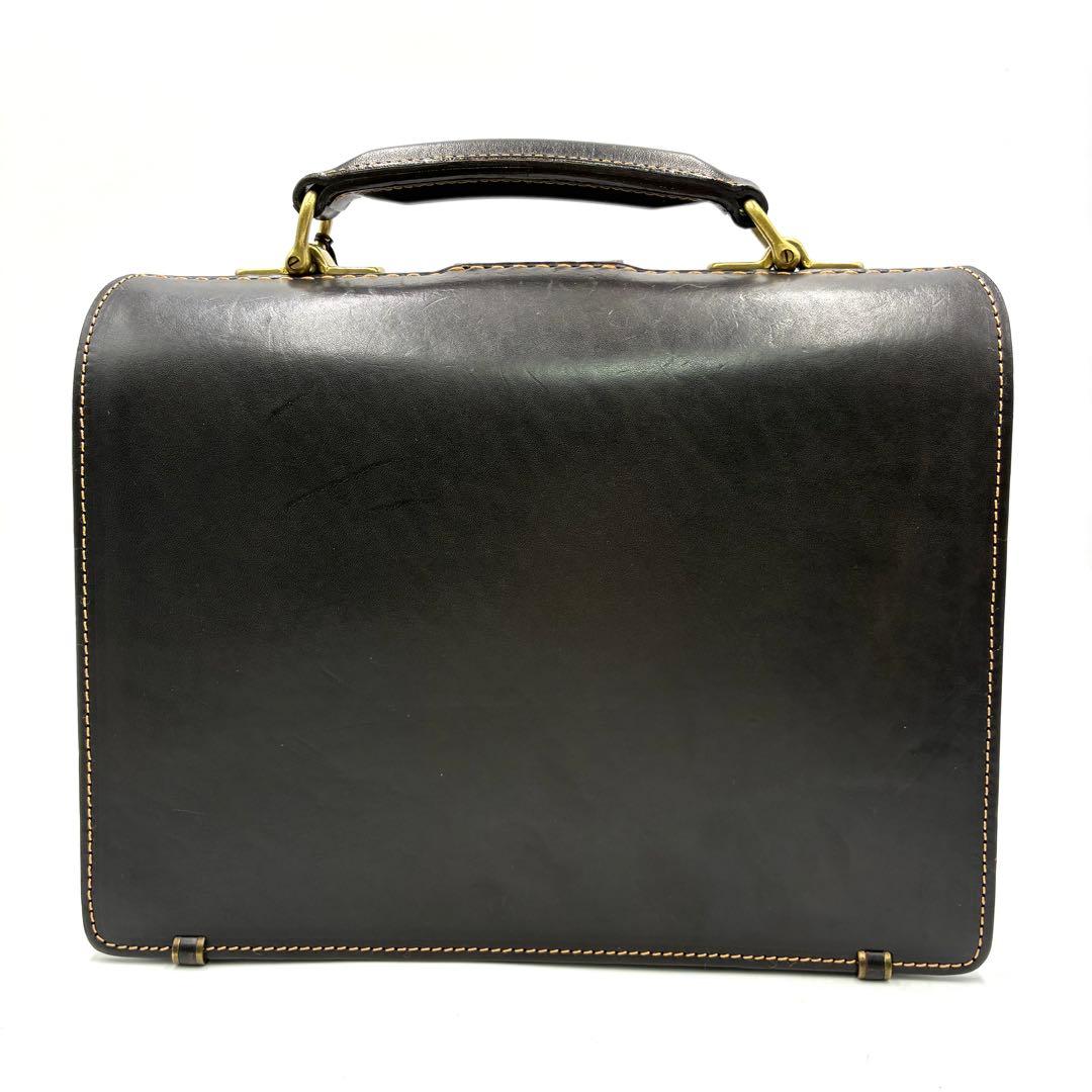 美品 土屋鞄 ミニダレスバッグ 鍵付き ブライドルレザー ダークブラウン メンズ