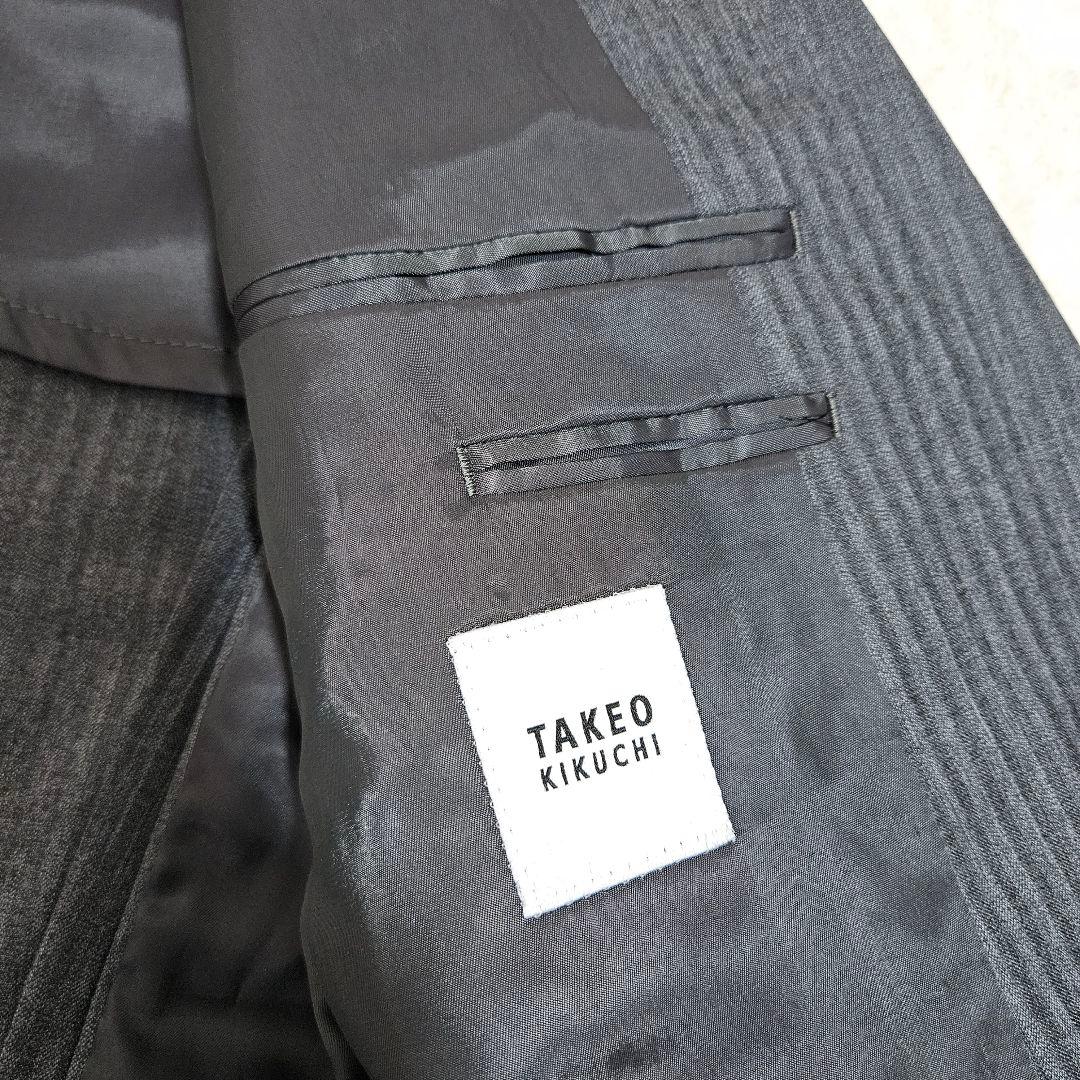 ✨極美品 タケオキクチ スーツ セットアップ グレー ストライプ ウール 3