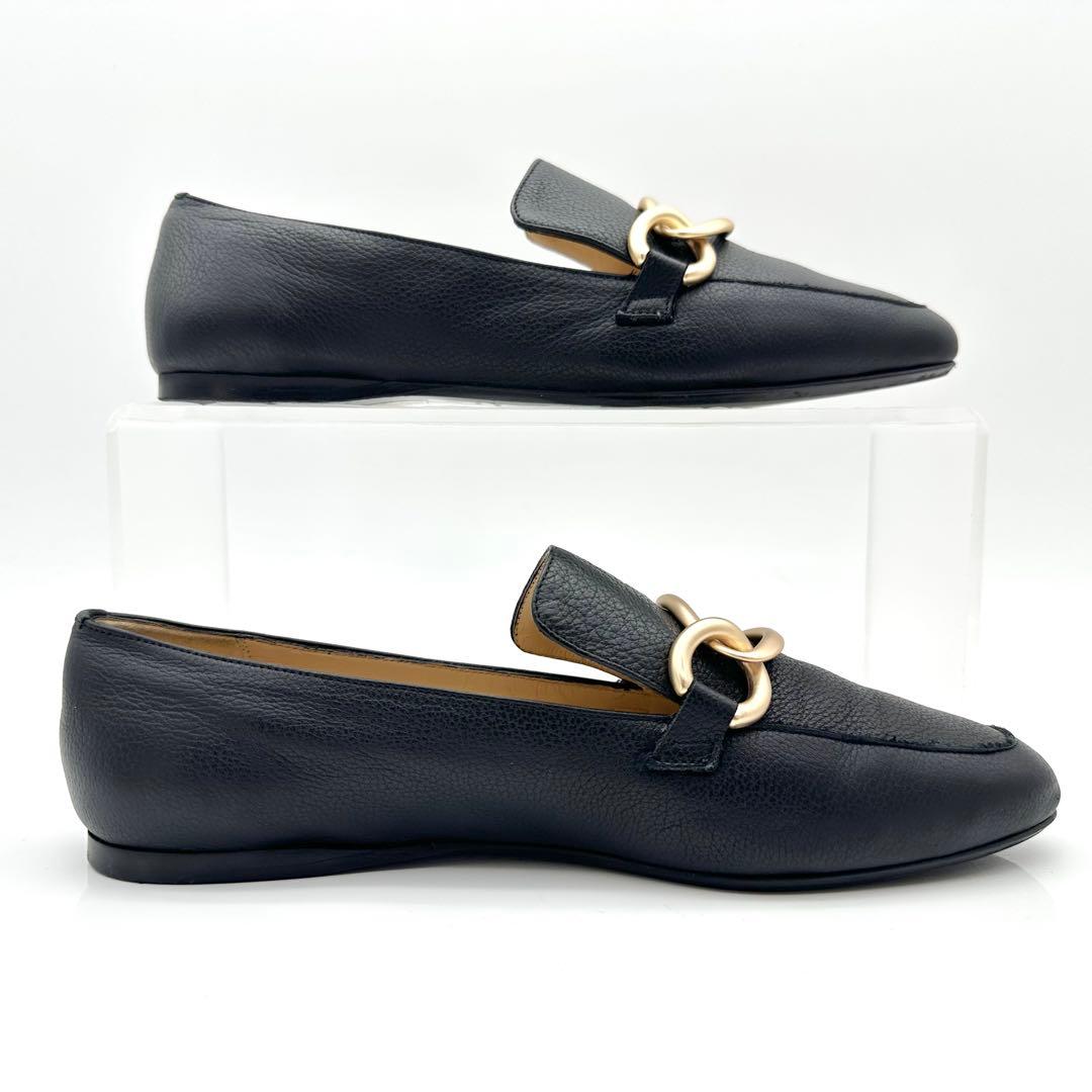 【美品】ファビオルスコーニ ビット ローファー ブラック ゴールド シボ革