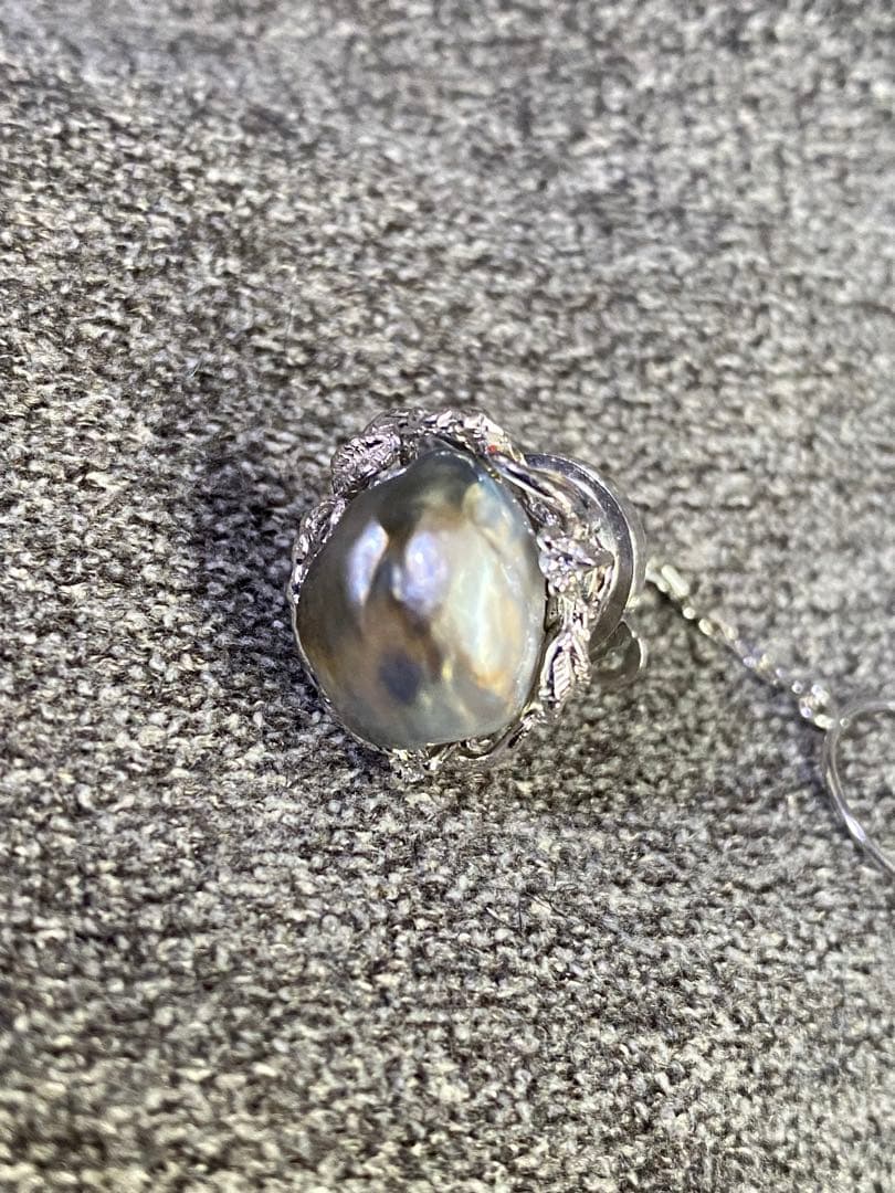 最終価格 バロックパール K14WG ダイヤ タイタック