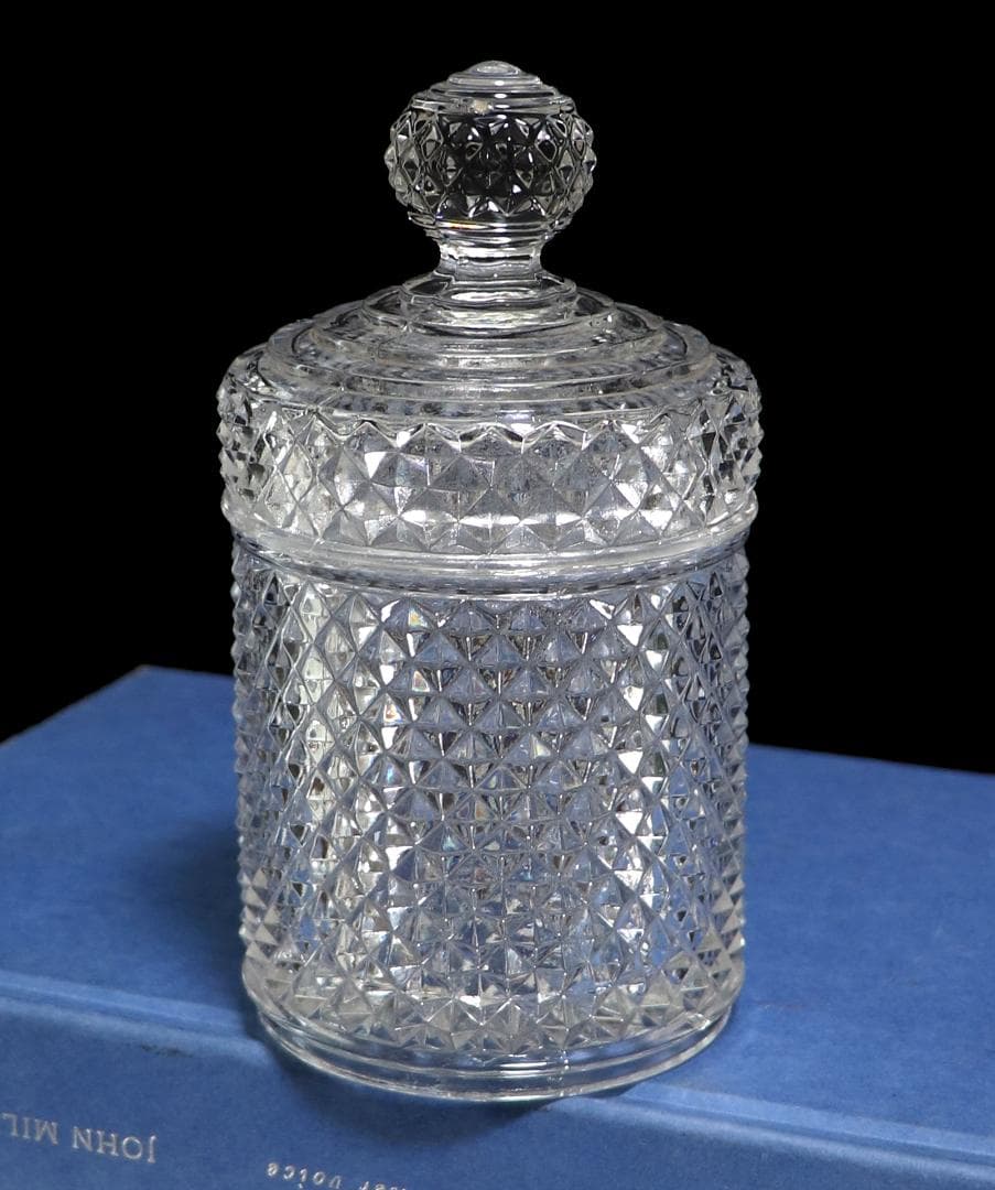 オールド・バカラ 稀少型ディアマン・ビゾー 円柱型蓋物 小物入れ ボンボニエール