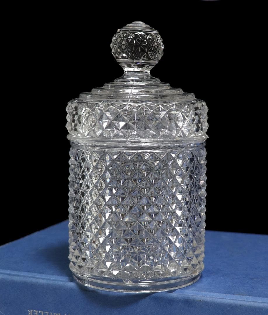 オールド・バカラ 稀少型ディアマン・ビゾー 円柱型蓋物 小物入れ ボンボニエール