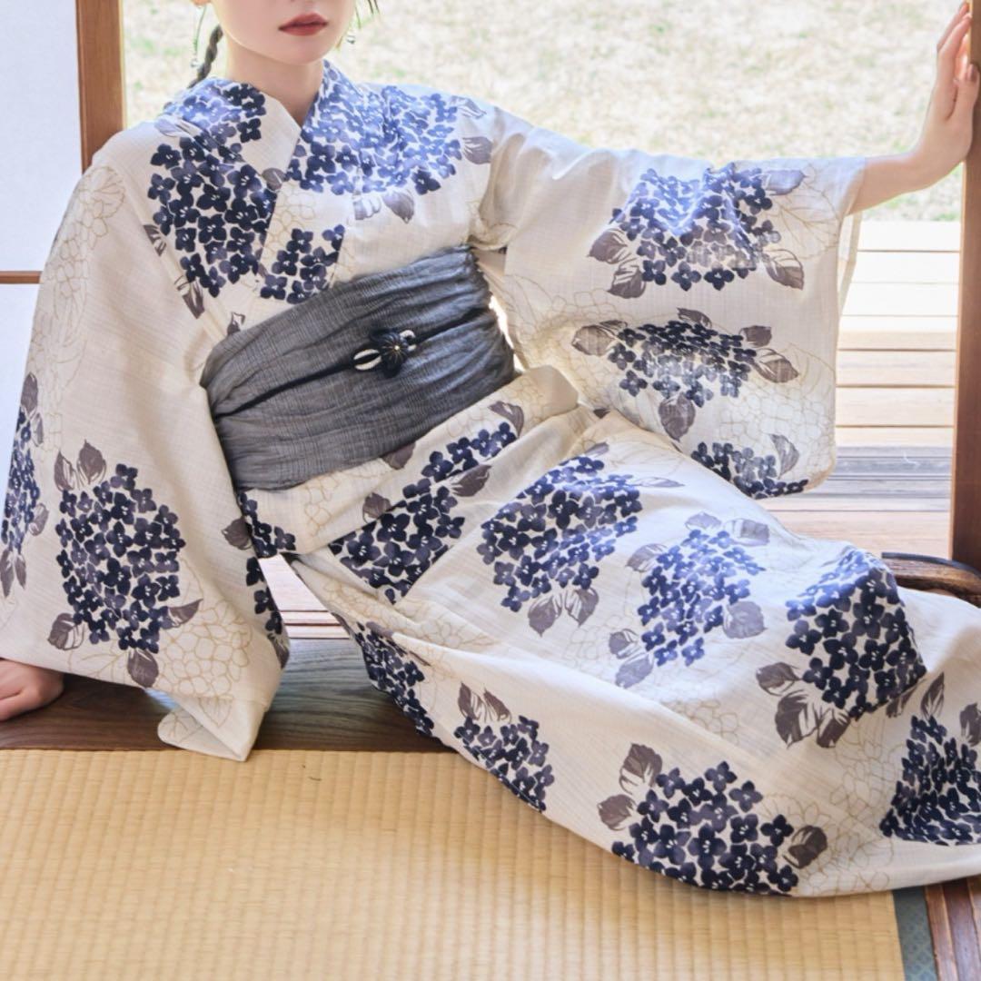 【最終値下げ早い者勝ち‼︎】hinari×utatane 浴衣・帯セット 紫陽花