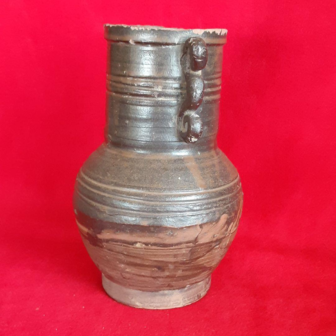 薩摩焼　黒薩摩　耳付き　花入　花瓶