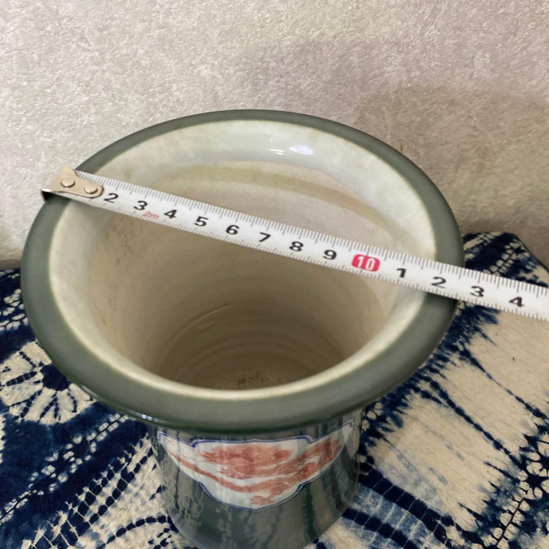 真葛香山　赤絵龍　蘭鉢　植木鉢　盆栽