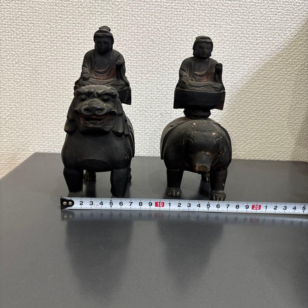 木彫　普賢菩薩　文殊菩薩　江戸時代