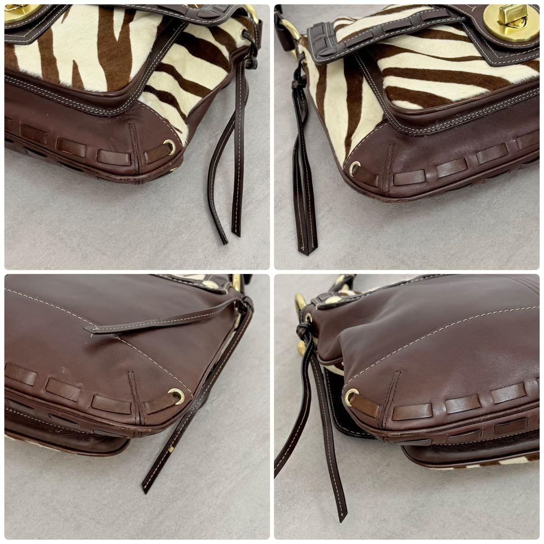 バッグ Coach Zebra Haircalf Legacy Shoulder