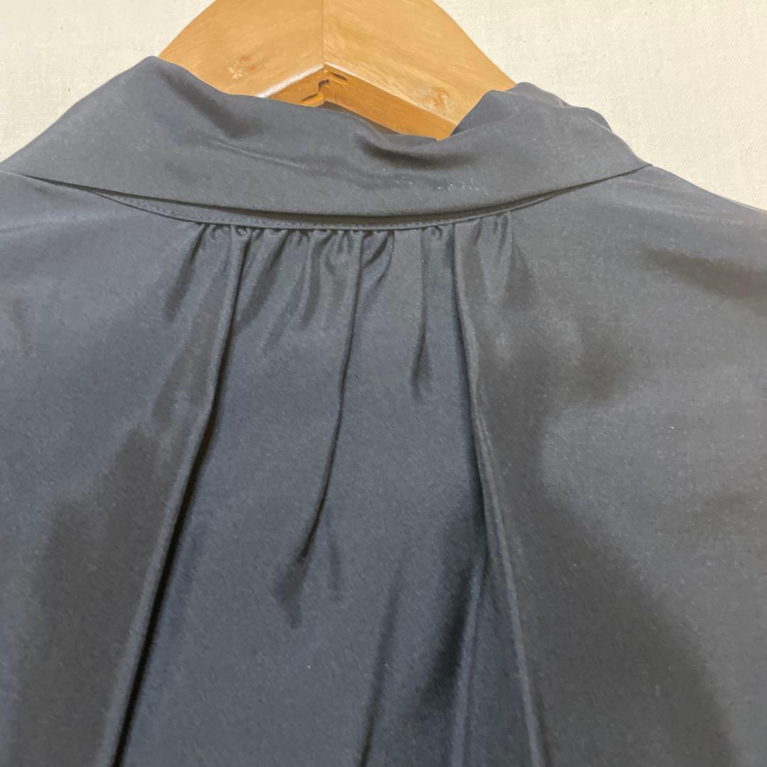 ユニクロ×ジルサンダー　+J ボウタイ付きブラックブラウス S シルク100％