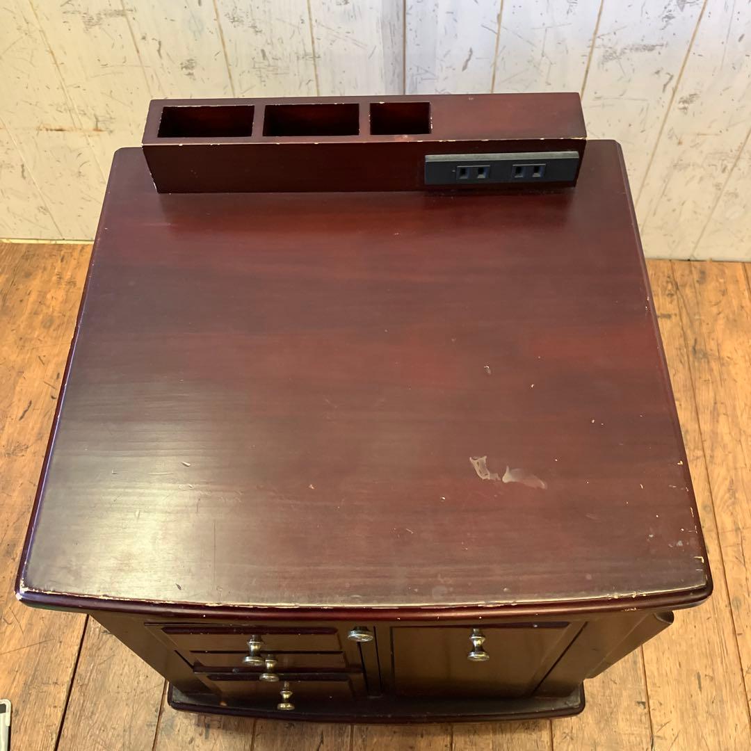 大竹産業 木製 コンセント付き ミニキャビネット サイドテーブル ワゴン