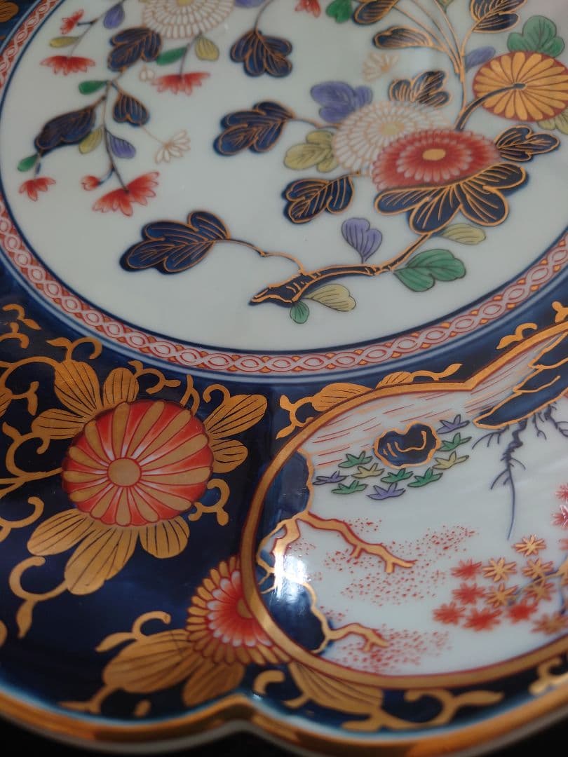 古伊万里・琳派・金彩中皿34センチ 基泉窯(新品・未使用)