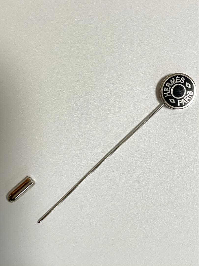HERMESエルメス クルードセルハットピン シルバー/ブラック ピンブローチ