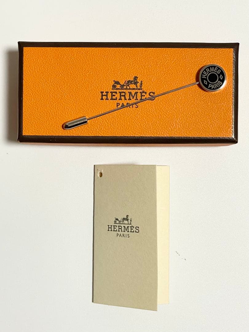 HERMESエルメス クルードセルハットピン シルバー/ブラック ピンブローチ