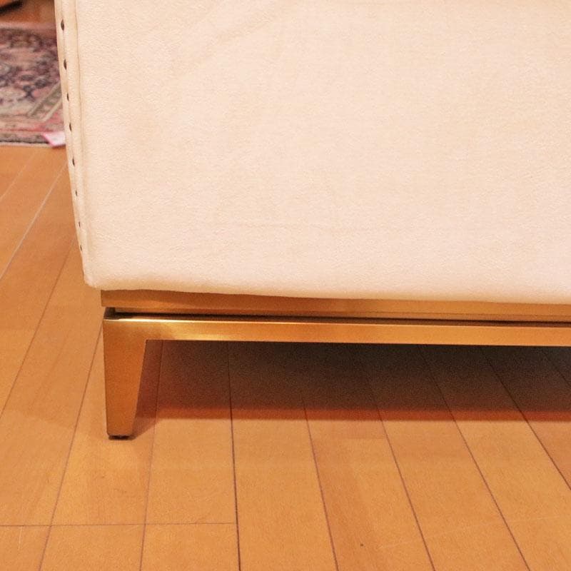 一人掛けソファ ベルベット ホワイト クッション付 230-899