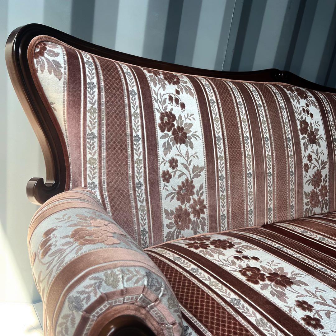 取付無料！マルニ マキシマム アンドリュー ロココ調 猫脚姫系ピンク花柄ソファ✨
