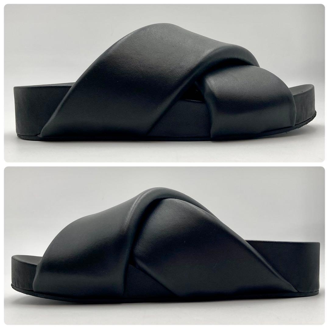 se✨ JIL SANDER クロスストラップサンダル 黒 レザー 37
