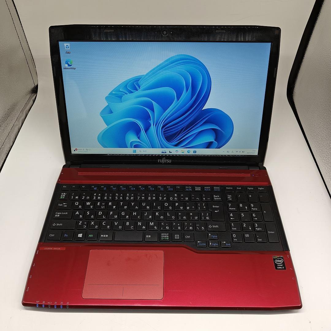 【富士通】AH53 高速i7 SSD256GB 16GB レッド ノートPC