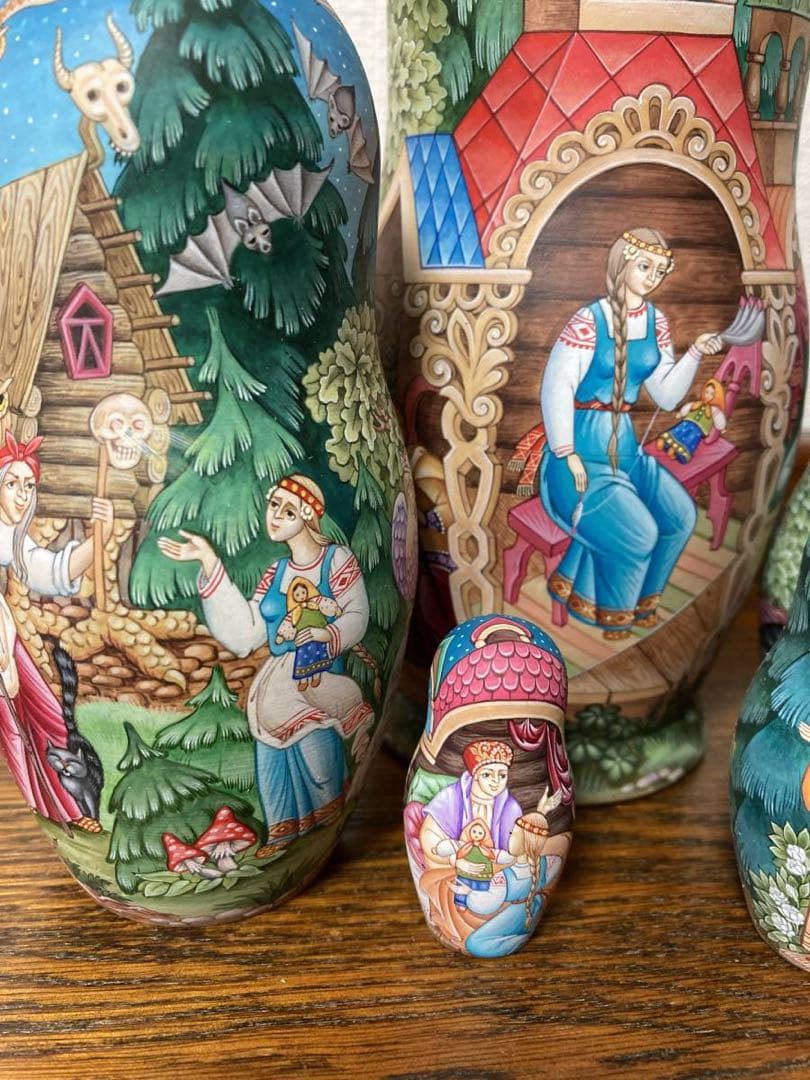 ロシア雑貨☆うるわしのワシリーサ民話マトリョーシカ(5P)オルガ作コブロフ工房
