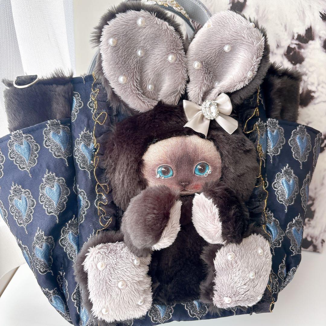 牡*格様 コヤンイサムチョン　バック　クラウディちゃん 艶ハート　ネイビー