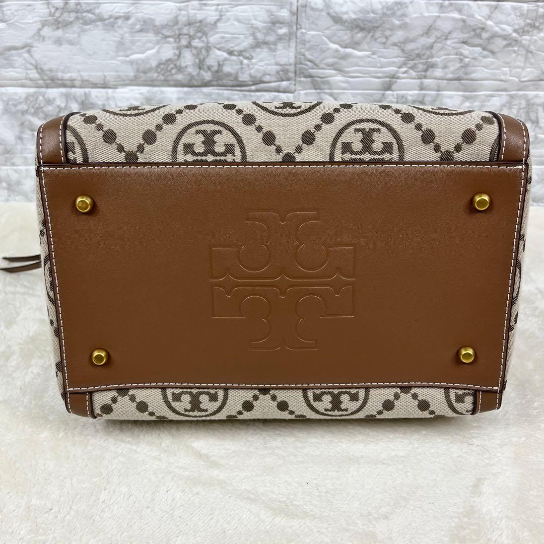 【未使用級】トリーバーチ Tモノグラム ジャカード　バレルバッグ 2way