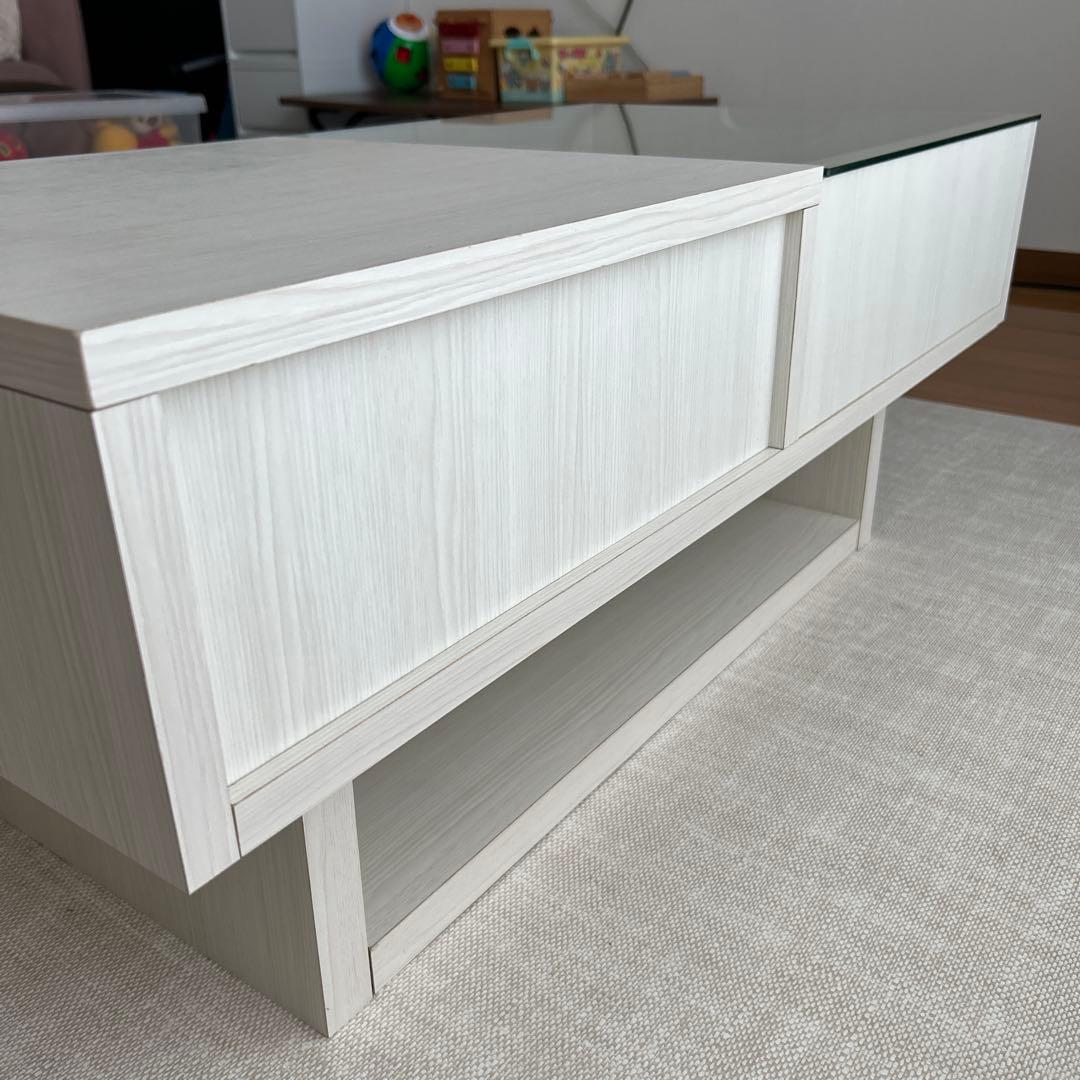 Francfranc パセ ローテーブル 引き出し付き 白 北欧 韓国